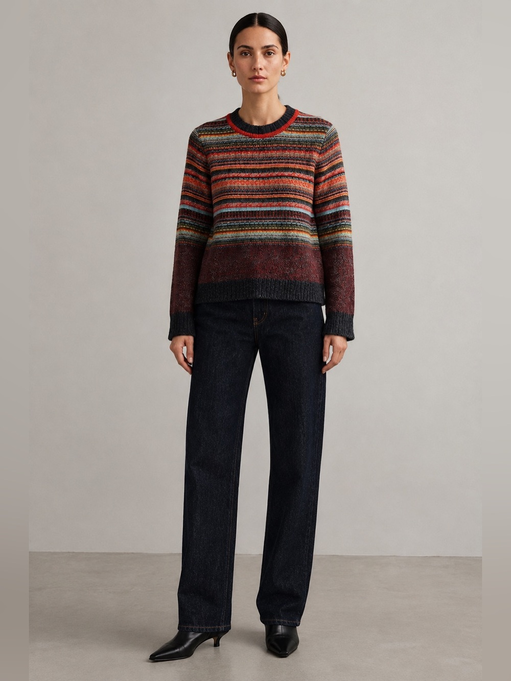 Vintage Lorenzo Magni Italian Wool Reverse Knit Sweater Made in Italy S